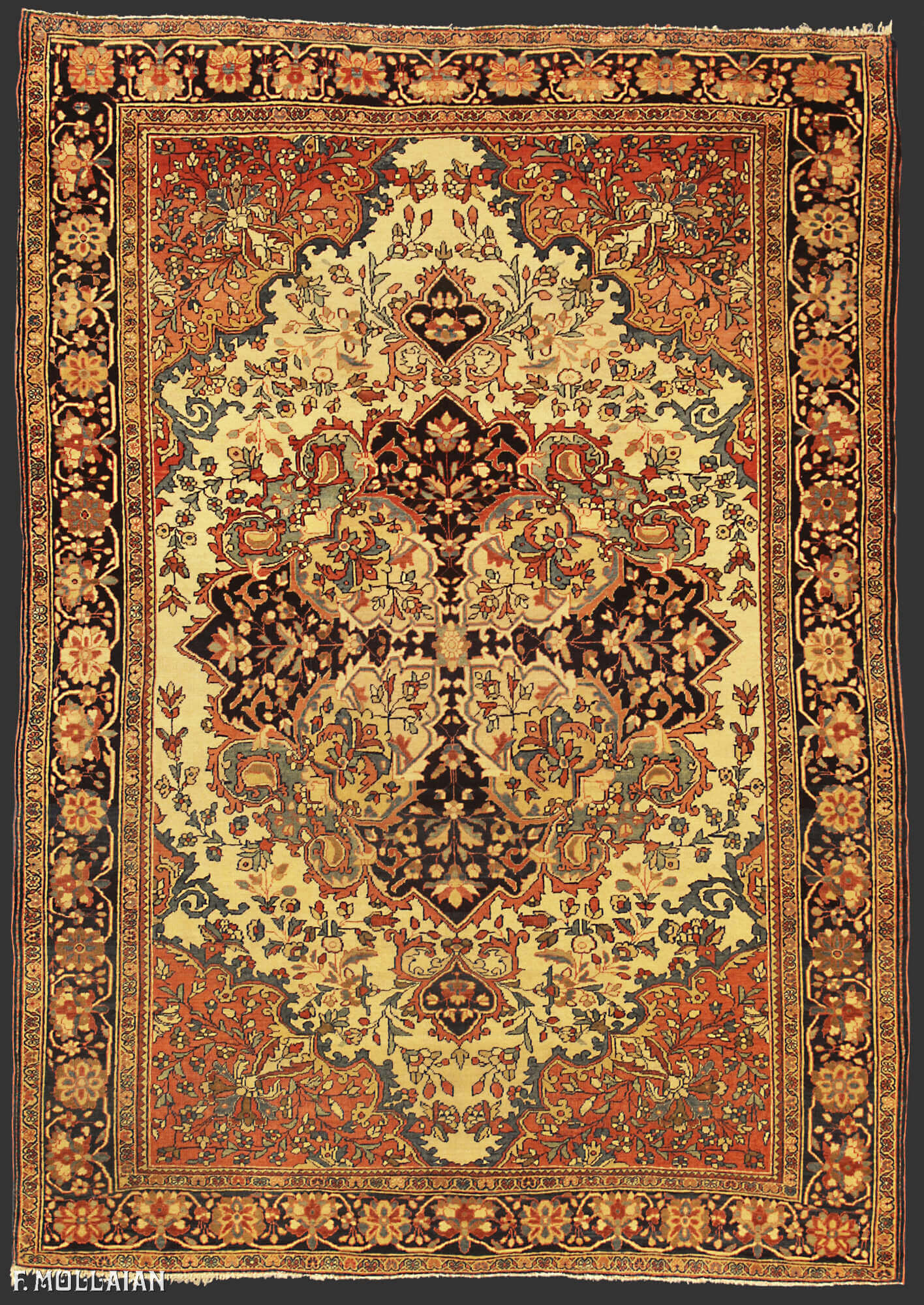 Tapis Persan Antique Saruk Farahan n°:89243467